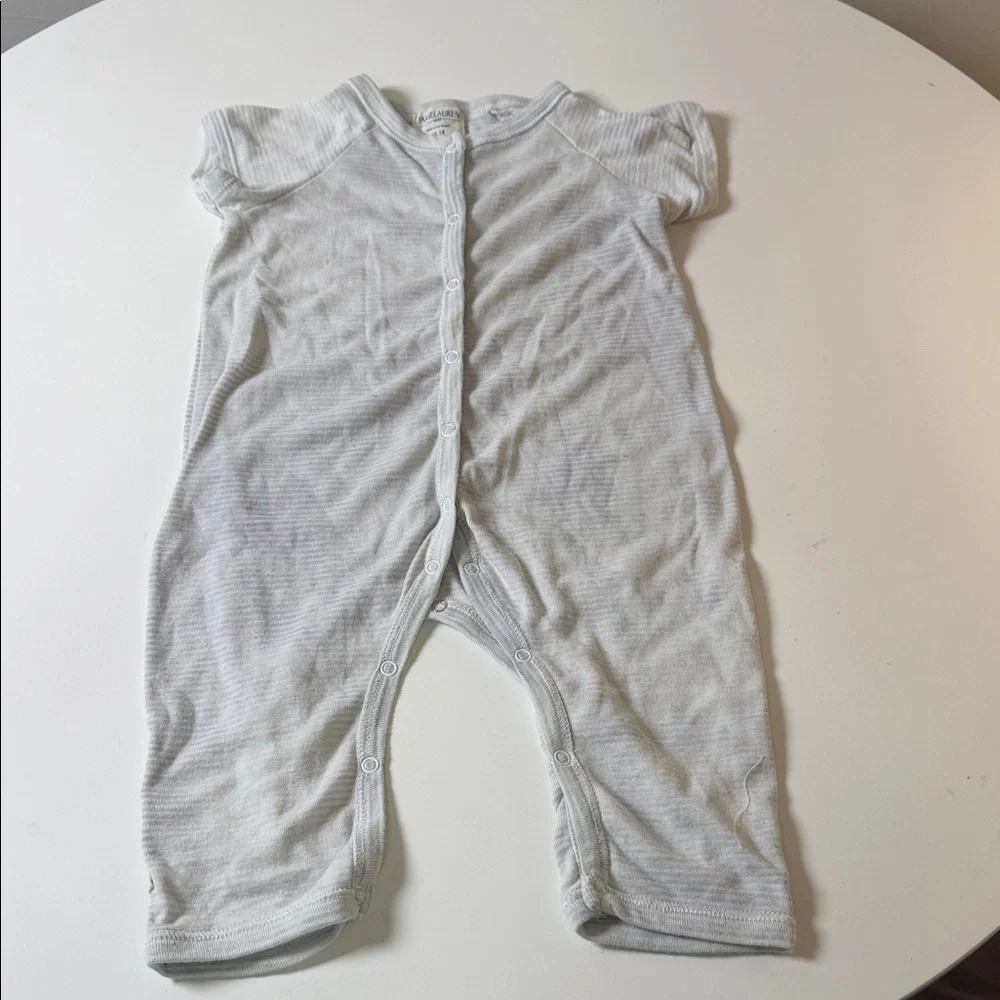 Ralph Lauren Light Gray Baby Short-Sleeve One-Piece